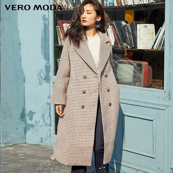

winter long wool houndstooth overcoat | 319427512, Black