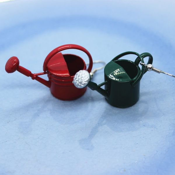 

1 пара забавный милый сад полива горшок серьги женская мода уникальный ручной работы diy ювелирные изделия выпускного вечера интересные аксе, Silver