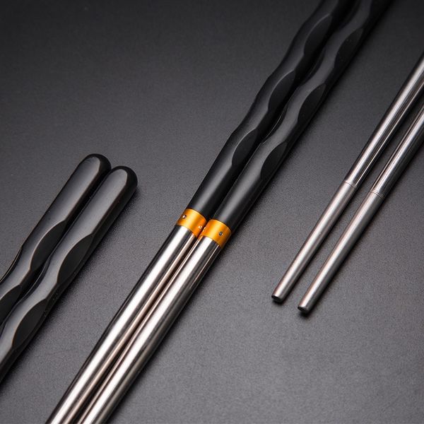 

1 pair koaren chopstick resuable china chop sticks black silver alloy chinese chopsticks set household dinnerware cutlery chopsticks