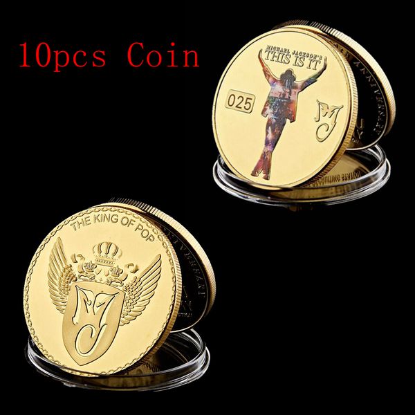 

10pcs Michael Jackson Gold Coins Collectibles Birthday Gifts the King of Pop Gold Plated Commemorative Coin for Souvenir