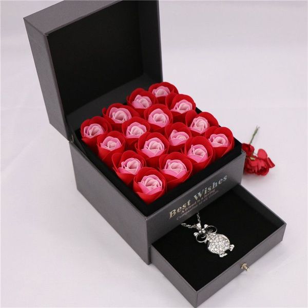 

fashion 16pcs simulation rose soap flower with box wedding souvenir valentines day gift birthday beautiful gift for mother
