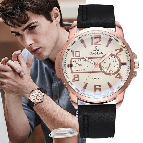 

2019 montre homme fashion watches men quartz watch leather band clock blue ray glass wristwatch reloj hombre relogio masculino, Slivery;brown
