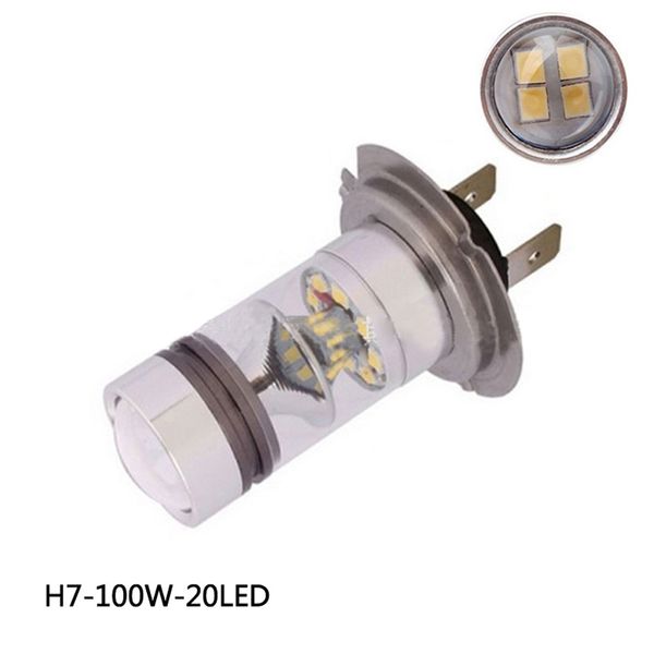 

car 2pcs h4 100w 20smd led light white 6000k car driving drl fog lamp bulb 12v h7