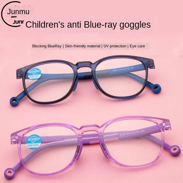 

anti-blue light children's men's myopia and women's tr90 frame two-color glasses leg soft nose support myopia glasses frame, Silver
