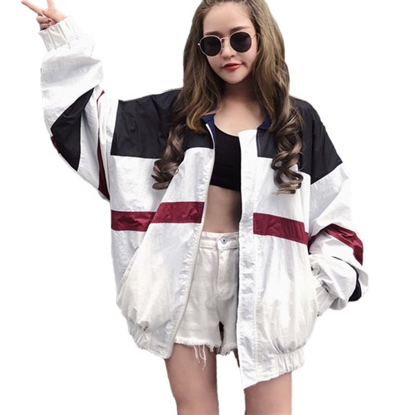 

2019 spring bomber jacket for women zipper streetwear plus size jackets coat new female high street oversize spliced jacket, Black;brown
