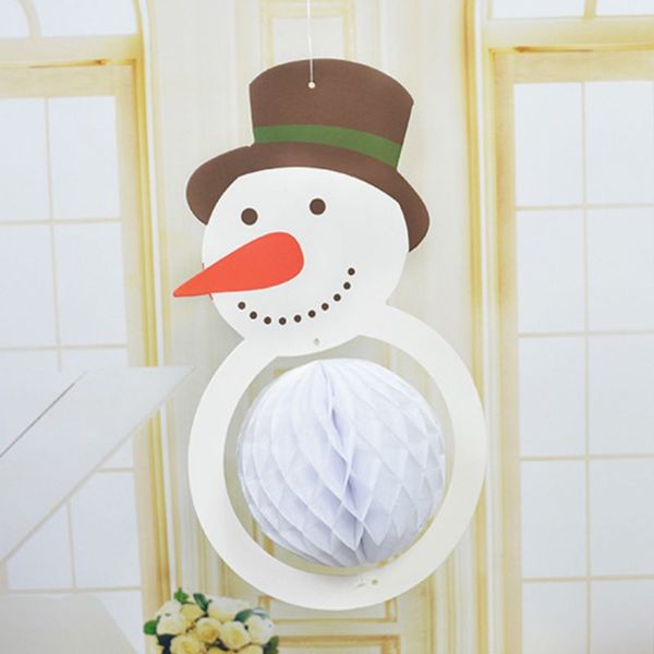 

creative christmas tree hat snowman paper honeycomb ball christmas party decorations xmas pendant drop ornaments supplies
