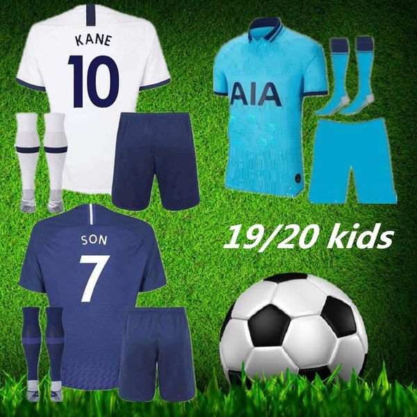 

2019 2020 spurs away third kane kids set with sock 19 20 lamela eriksen mour dele son child soccer jerseys, Black