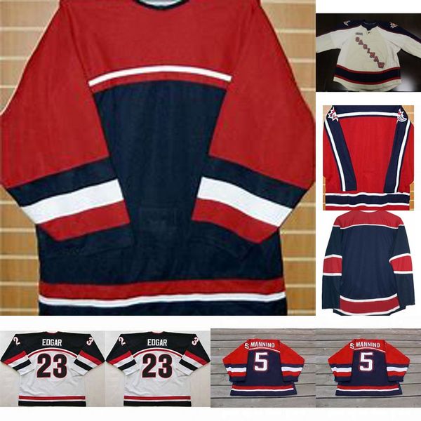 

Saginaw Spirit Jersey 23 Edgar 5 Mannino Mens Womens Youth 100% Embroidery cusotm any name any number Hockey Jersey Fast Shipping