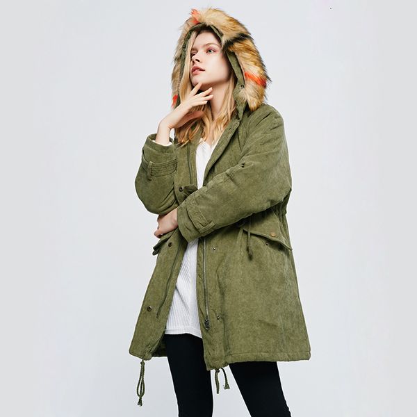 

2019 autumn winter new women's cotton jacket plus size cashmere long-sleeved solid color hooded duck down thick parkas long coat, Black