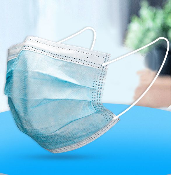 

spot disposable face mask three layers of blue dustproof breathable droplet mouth nasal mask melt spray cloth protective equipment 50 packs