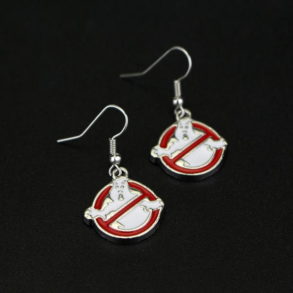 

classic horror ghost busters earrings 2019 new red enamel ghostbusters logo stud earrings for women fans jewelry gift, Golden;silver