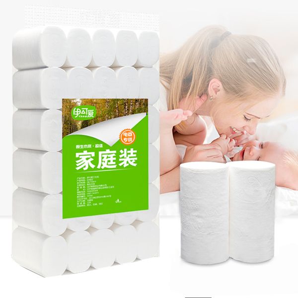 

10pcs paper tissue towel roll bath toilet roll paper primary wood pulp toilet paper 4 layer thickened household tissue