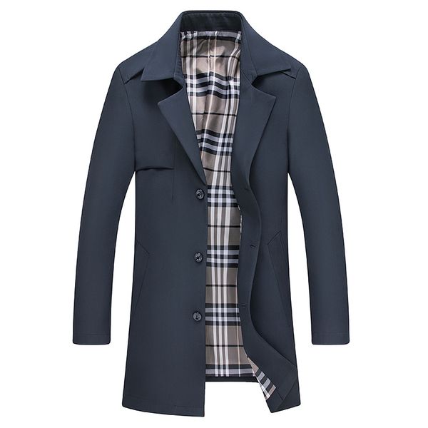 

new 2019 spring autumn smart causal trench coat men turn down collar single breasted thin coat outerwear, Tan;black