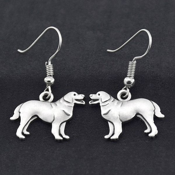 Acheter Vintage Argent Terre Neuve Chien Boucles Doreilles Brincos Grandes Boucles Doreilles Pour Les Femmes Filles Boucles Doreilles De Mode