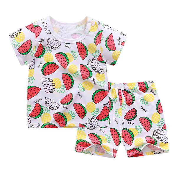

kids clothes toddler boys girls cartoon outfits baby girls summer suits 0-6years children clothing t-shirt + shorts, White