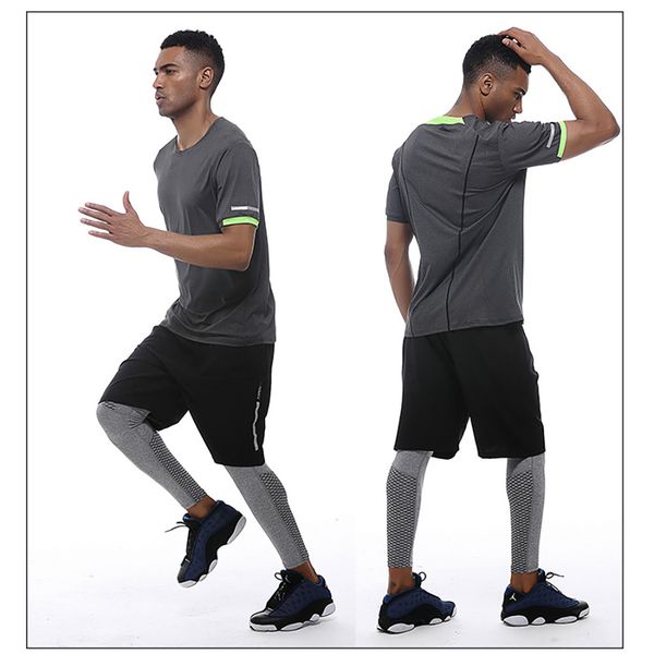 

men short sleeve fitness bodybuilding training t-shirt men tights camo sport casual tee casual, Black;red