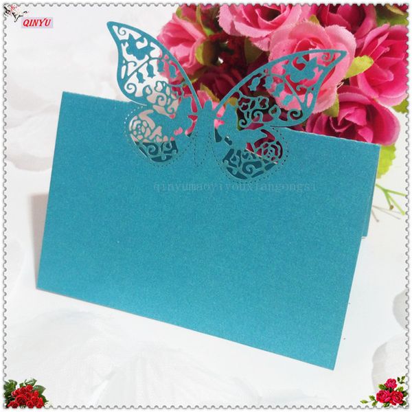 

greeting cards 50/100pcs laser cut wedding invitation card pearlscent paper decorations party white hollow out butterfly 9*12cm 6z