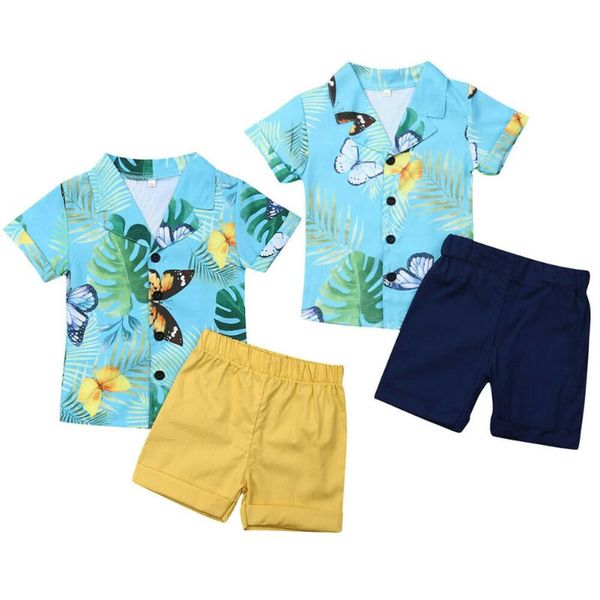 

1-4y малыш детские детские мальчики одежда наборы цветочные печати футболки топы + шорты нарядах наборы, White