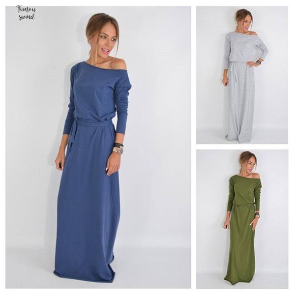

autumn 2019 dresses new women personality waist pencil maxi dress wrist sleeve tie waist slender long casual slit vestidos, Black;gray