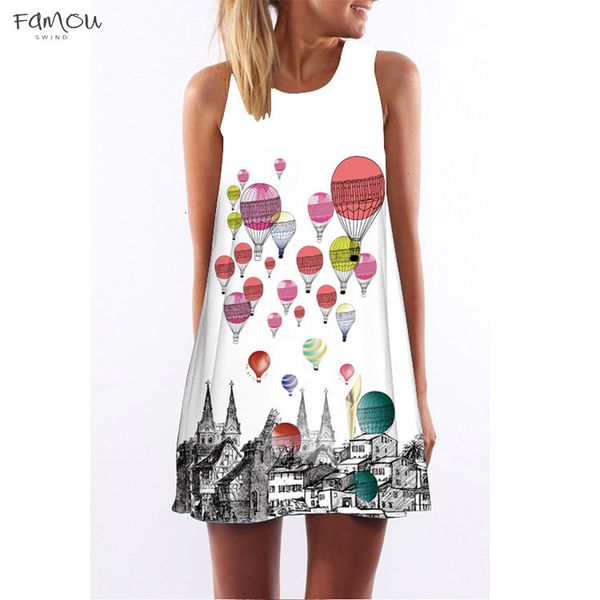 

Women Summer Dress Floral Boho Sundress Beach Sleeveless Flamingo Chiffon Dresses Vestidos De Fiesta Designer Clothes