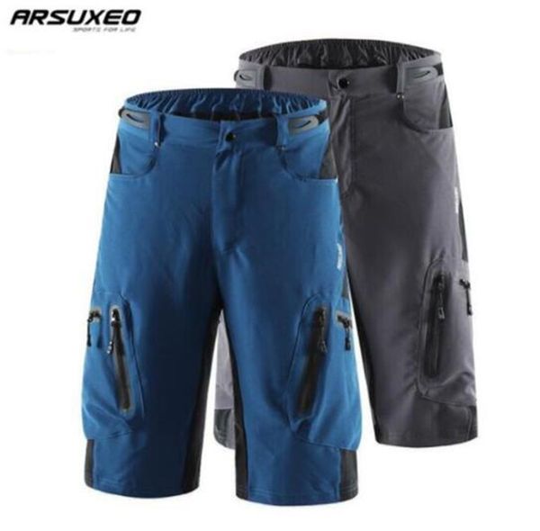 

arsuxeo mens mtb downhill shorts men mountain bicycle cycling breathable water resistant short mountain bike short, Black