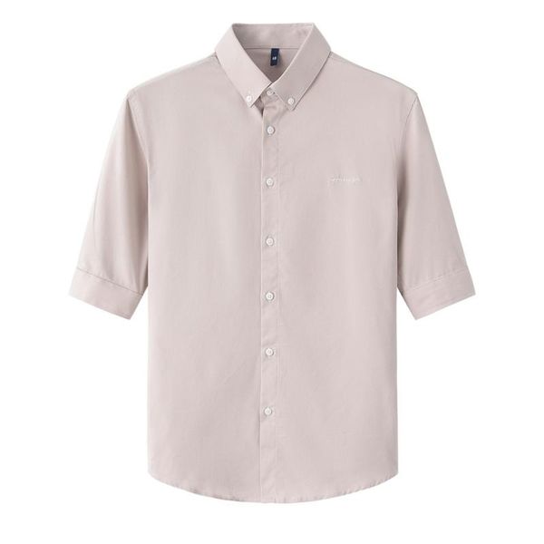 

british style summer men shirt fashion 2020 simple embroidery half sleeve mens dress shirts slim fit casual blouse homme 3colors, White;black