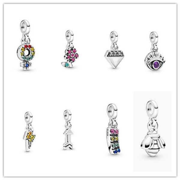 

fits for pandora beads bracelets 100% 925 sterling silver jewelry signature me mini pendant with clear cz charms ing, Bronze;silver