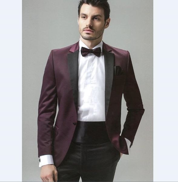 

new one button burgundy wedding groom tuxedos notch lapel groomsmen mens dinner blazer suits (jacket+pants+tie) 330, Black;gray