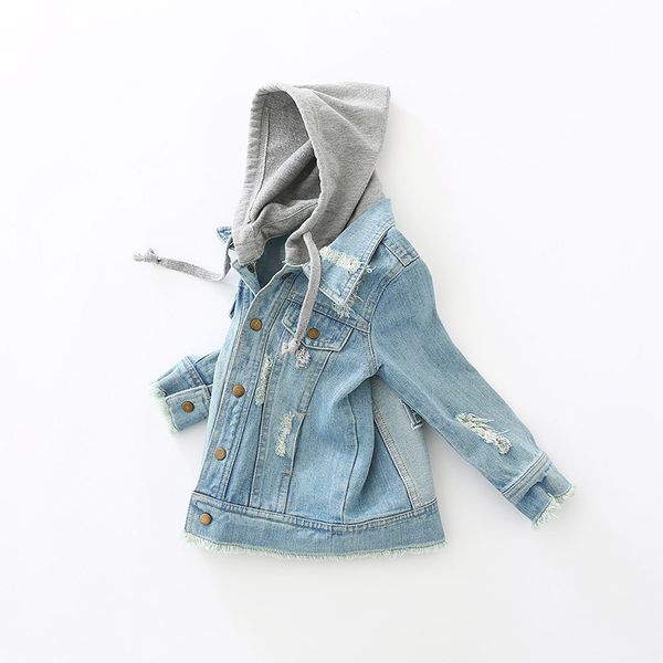 

toddler kids denim jacket baby boys clothes 2019 autumn children long sleeve hooded coat jaqueta jeans infantil manteau garcon, Blue;gray