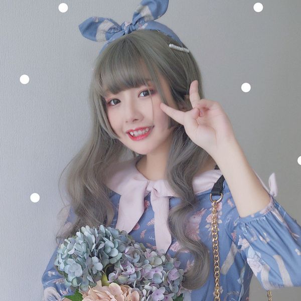 

apanese лолита чистая красная принцесса вырезать три нож ци лю хай парик женский длинные вьющиеся волосы jifa медузы набор головы парик, Black