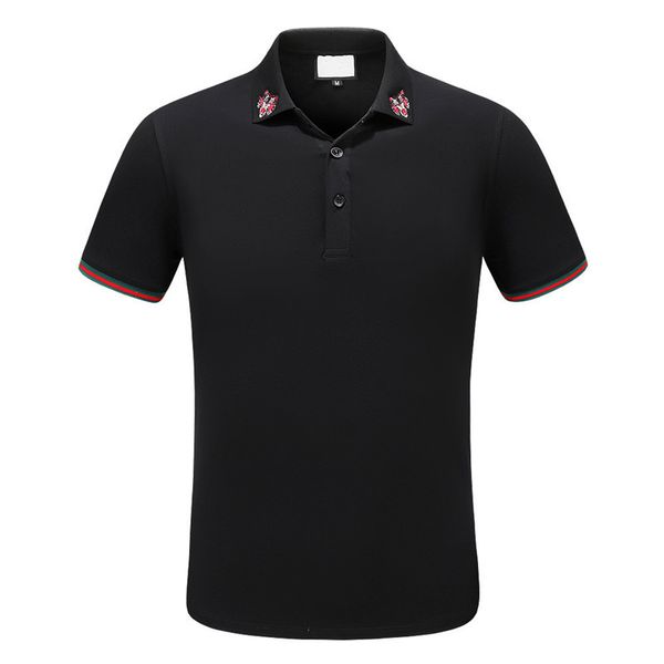 

2019 spring luxury tee mens t-shirt designer polo shirts fashion embroidery tiger printing clothing mens brand polo shirt size m-3xl, White;black