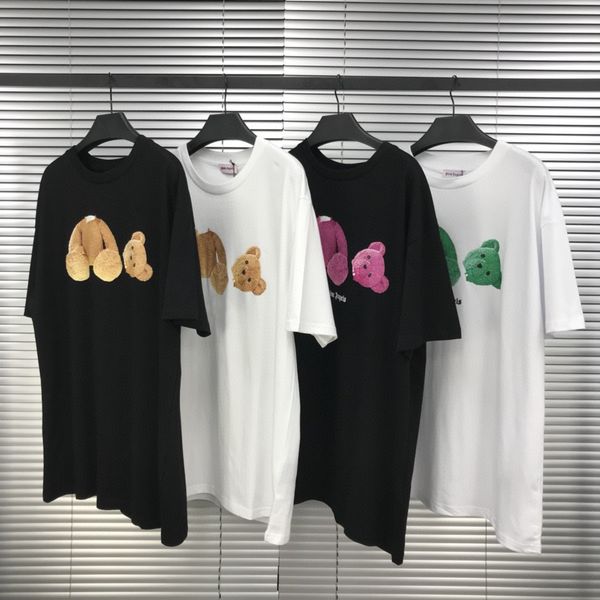 

20sspalm palm decapitated bear short sleeve pa teddy bear loose high street t-shirt see s m  xl, Black;brown