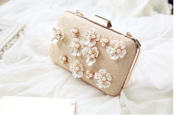 

golden evening clutch bag women bags wedding shiny handbags bridal metal bow clutches bag chain shoulder bag