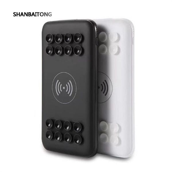 

band new 8000 mah power bank 2.1a fast charge suction cup wireless portable charging powerbank external battery for samsung