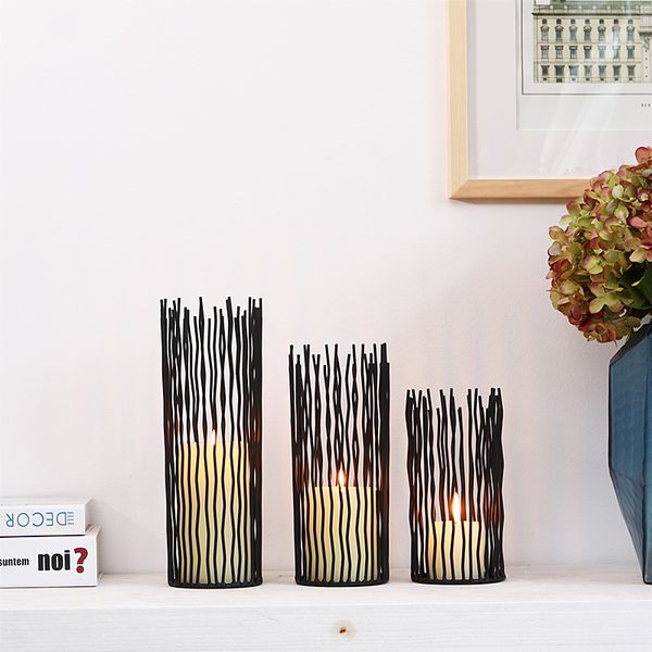 

black metal iron candle holders europe style hollow out candlestick home living room ornament party wedding decor