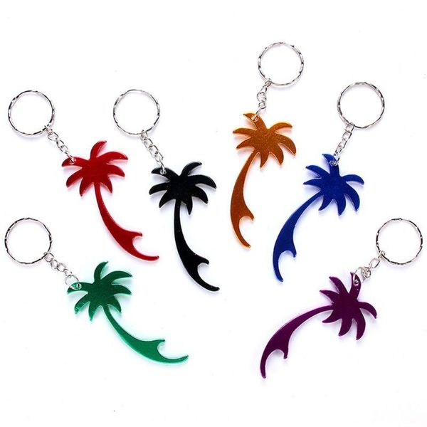 

aluminum beer bottle opener keychain palm tree mini bottle opener keys accessories, Silver
