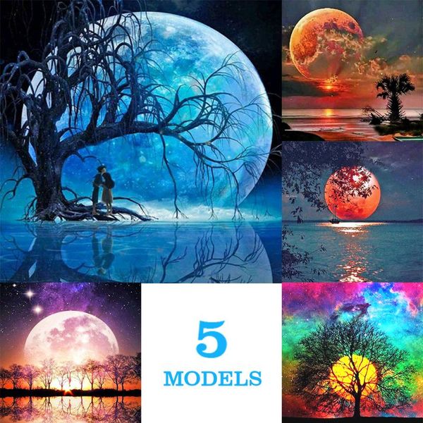 

5d diamond painting kits full square moon handmade gift embroidery scenery cross stitch mosaic landscape home decor