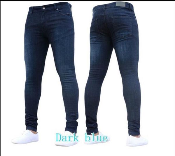 

2019 new fashion men casual jeans youth feet pants stretch pants fashion slim trousers, Blue