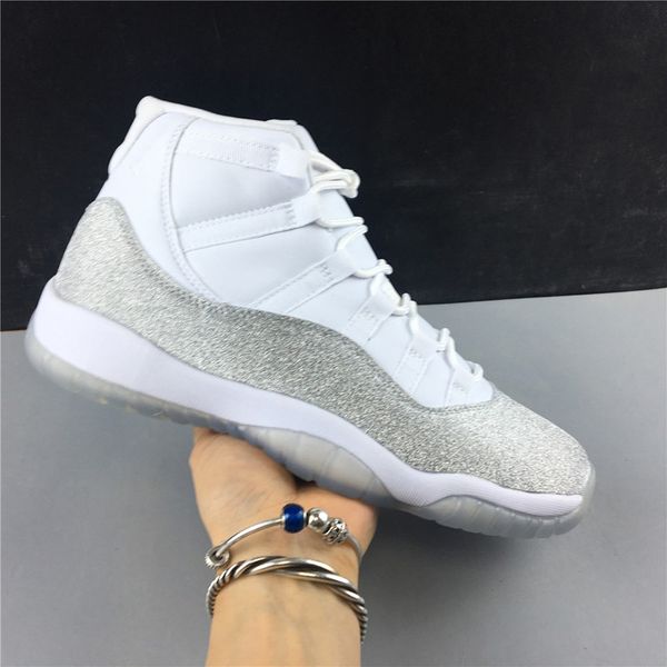 

11 wmns metallic silver mens womens basketball shoes 11s white/metallic silver-vast grey sports sneakers with original box