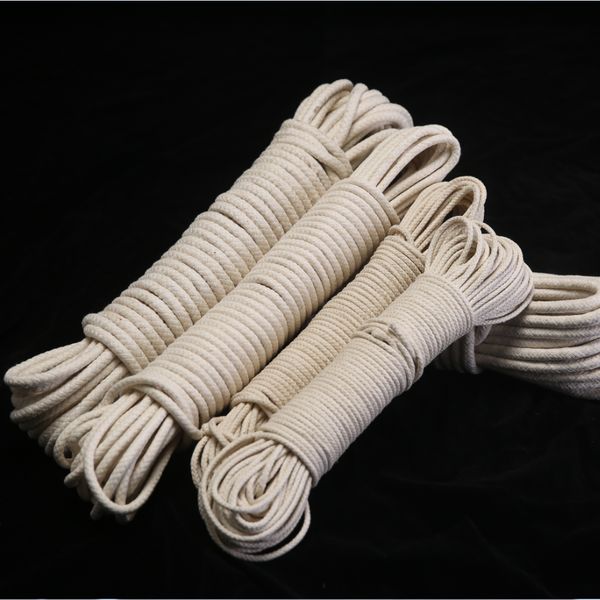 

4/6/8/10/12/20mm natural braided cotton rope with core diy handwork cotton cords all-purpose 10 m 4mm, Black;white