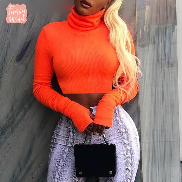 

пуловеры aossilind футболка водолазка с длинным рукавом sexy crop top женщины осень зима короткие женщины повседневная рождество, White