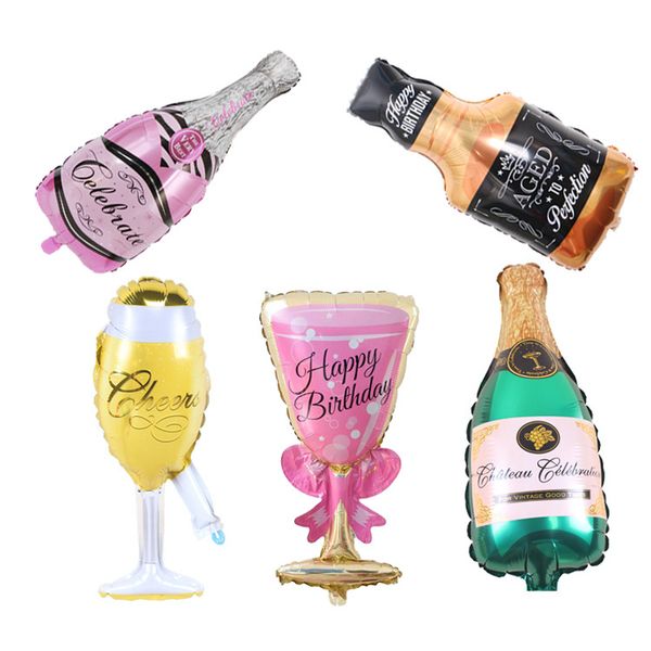Giant Champagne Bottle Glass Foil Balloons HAPPY BIRTHDAY FOIL BALOON UK SELLER
