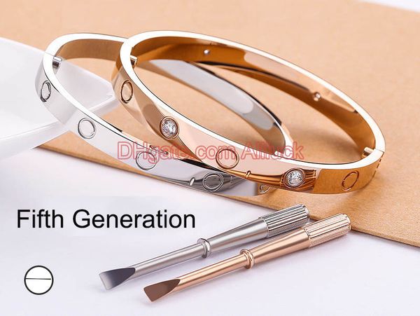 

классический роскошный дизайнер ювелирных женщин браслет с хрустальными мужские золотые браслеты из нержавеющей стали 18k любви браслет винт, Black