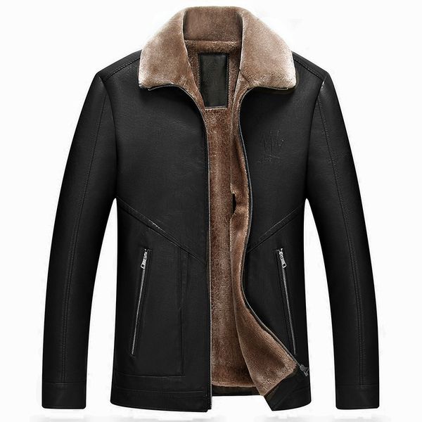 

new arrival large men leather jacket thick warm winter loose casual faux fur coat men plus size m l  2xl 3xl 4xl, Black