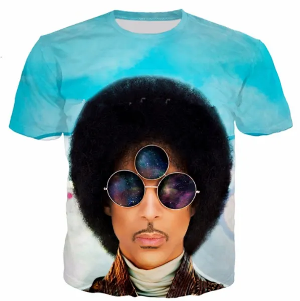 

fashion pop singer prince rogers nelson t-shirt 3d printed women/men summer funny short sleeve t-shirt casual k705, White;black