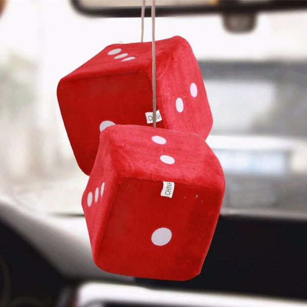 

fashion auto car fuzzy dice dots rear view mirror car accessories hanger decoration styling interior accessorie#