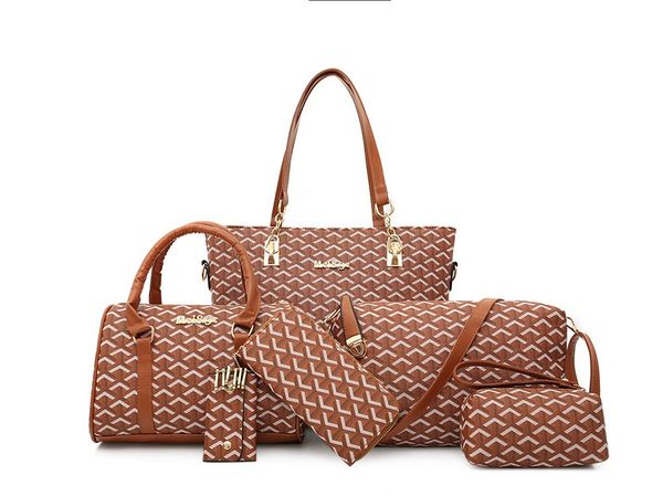 

women 5 colors lattice 6pcs/set fashion handbag lashes tote bag cross body set bag women messenger shoulder bag