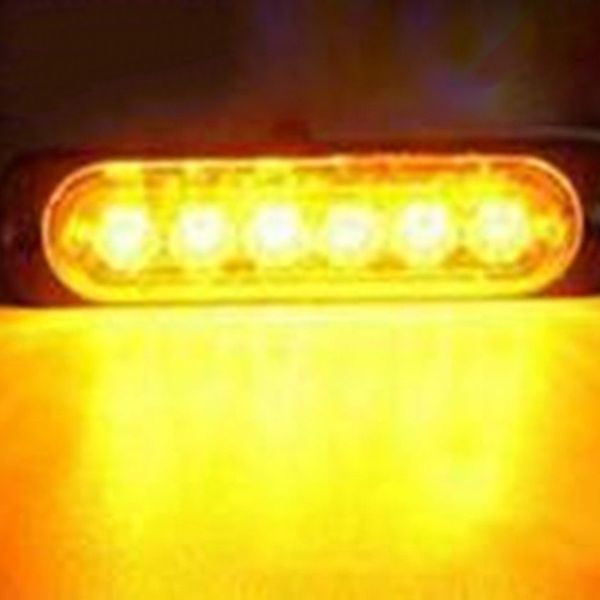 

12-24v 6led amber 18w bar car truck strobe flash emergency hazard warning lamps
