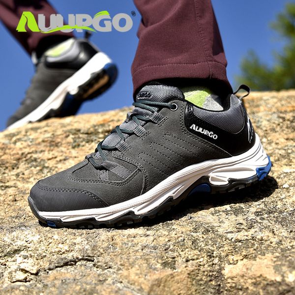 

auupgo breathable hiking shoes genuine leather hiking boots men women sports sneakers mountain boots walking trekking shoes