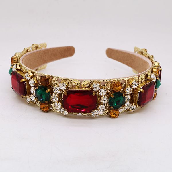 

ретро барокко металла литья женщин головной убор элегантный красный камень подарок на день рождения аксессуары для волос кристалл ювелирные, Golden;white